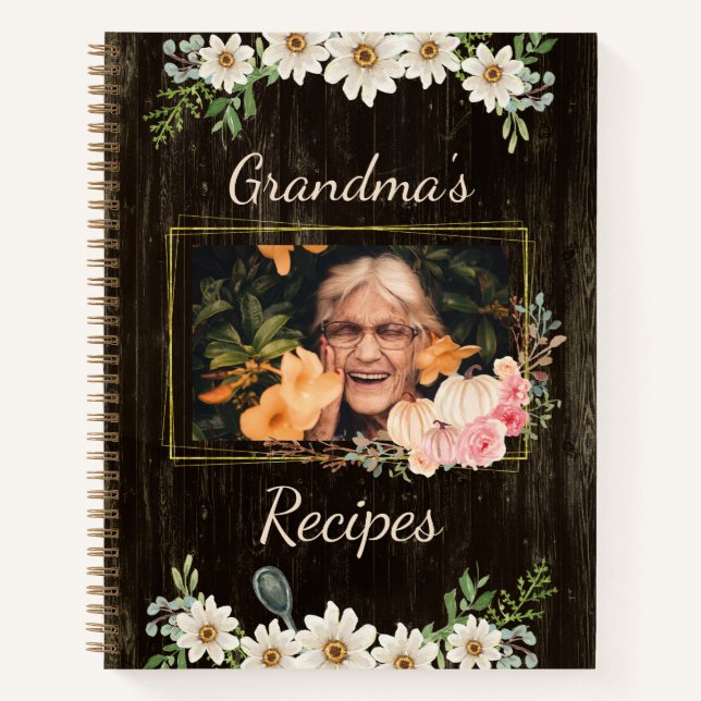 Rustic Grandma's Recipes with Photo Notebook (Front)