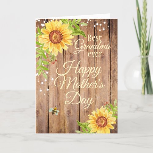 Rustic Grandmother Mothers Day Floral Sunflower Holiday Card