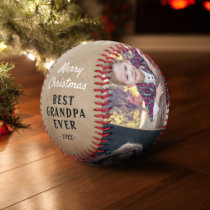 Rustic Grandpa Grandkids 3 Photos Merry Christmas Baseball