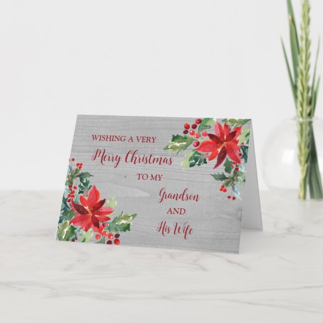 Rustic Grandson and his Wife Merry Christmas Card (Front)