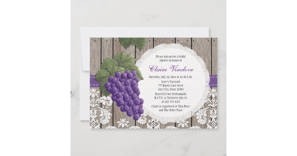 Rustic Grape Bridal Shower Invitations Zazzle