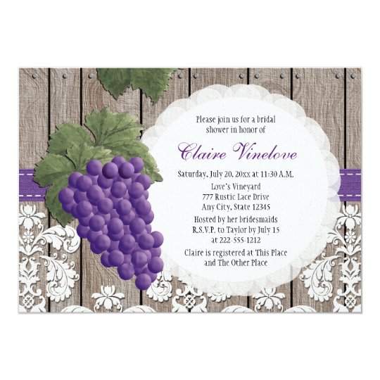 Rustic Grape Bridal Shower Invitations Zazzle