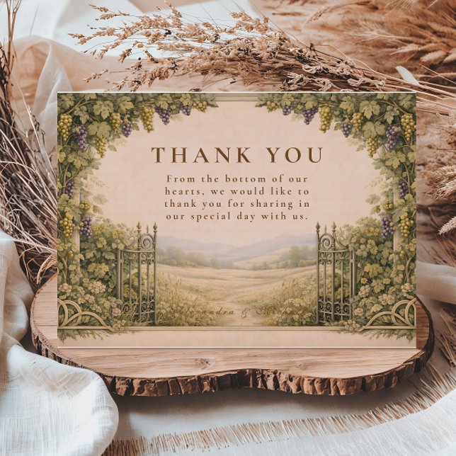 Rustic Grape Garden Countryside Wedding Thank You Card (Creator Uploaded)