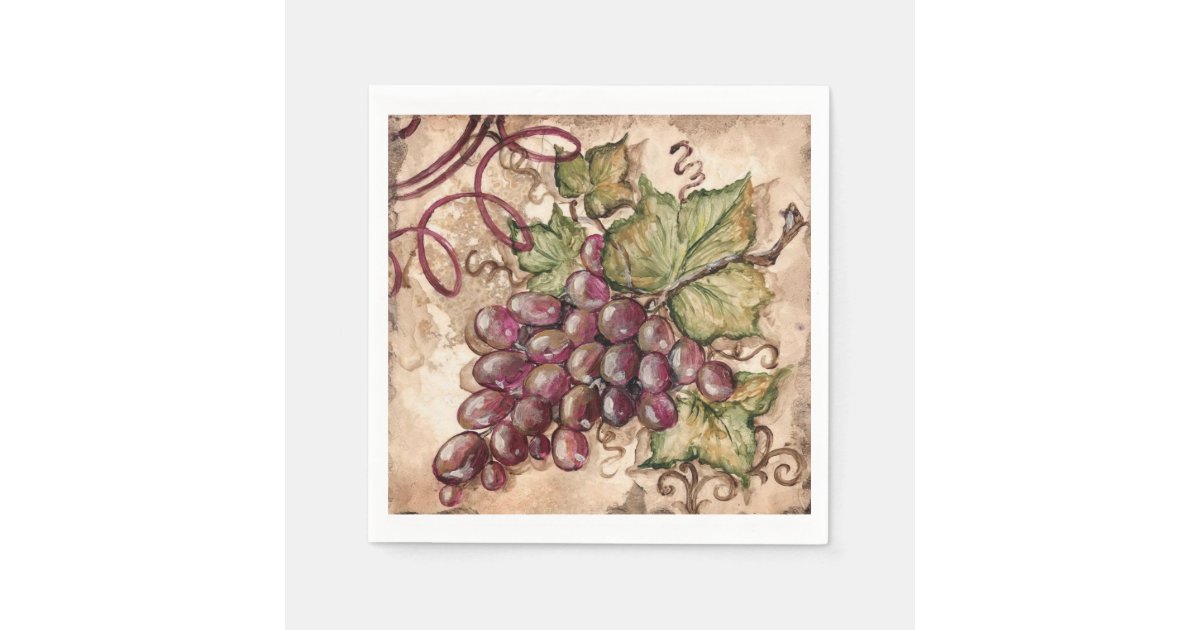 Rustic grape napkins Zazzle