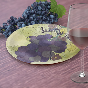 Rustic Grapes Personalized Paper Plates