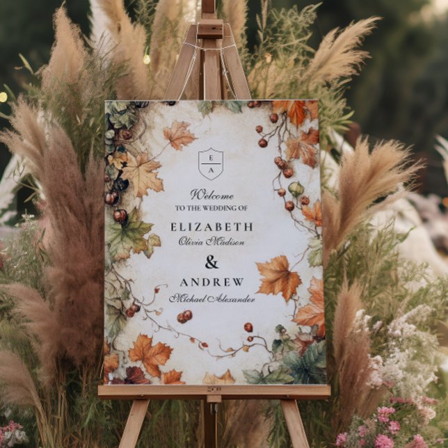 Rustic Grapevine Autumn Wedding Foam Board (Creator Uploaded)