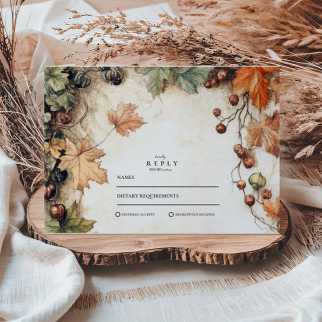 Rustic Grapevine Autumn Wedding RSVP Card (Creator Uploaded)