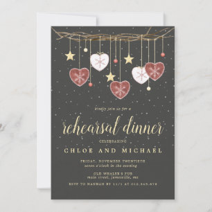 Rustic Grapevine, Star and Heart Rehearsal Dinner Invitation