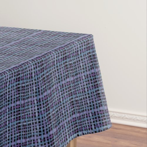 Rustic Graphic Woven Blue Burlap Tablecloth
