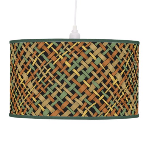 Rustic Graphic Woven Burlap Green Ceiling Lamp