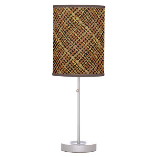 Rustic Graphic Woven Burlap Red Table Lamp