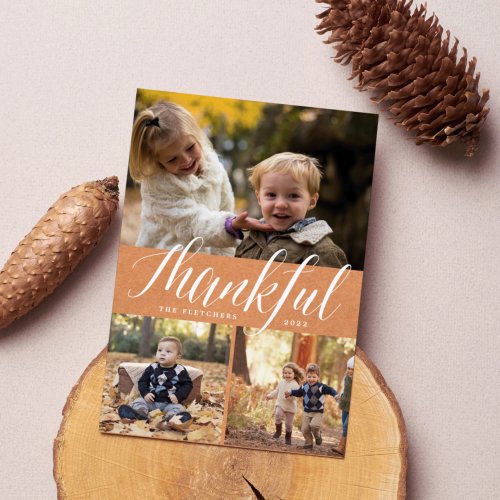 Rustic Gratitude  Thanksgiving Photo Collage Card