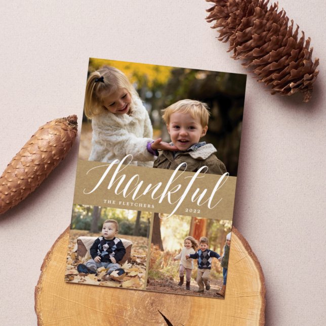Rustic Gratitude | Thanksgiving Photo Collage Card (Creator Uploaded)