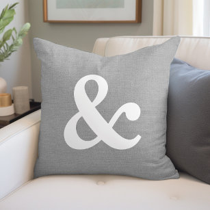 Rustic Gray Ampersand Throw Pillow