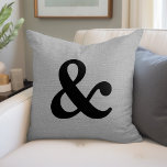 Rustic Gray Ampersand Throw Pillow<br><div class="desc">Cute and simple rustic throw pillow design with a bold typography ampersand symbol or add your own custom monogram or text. Please note that the background is a printed faux burlap texture, the pillow cover is not made of burlap canvas material. Click the Customize It button to add your own...</div>