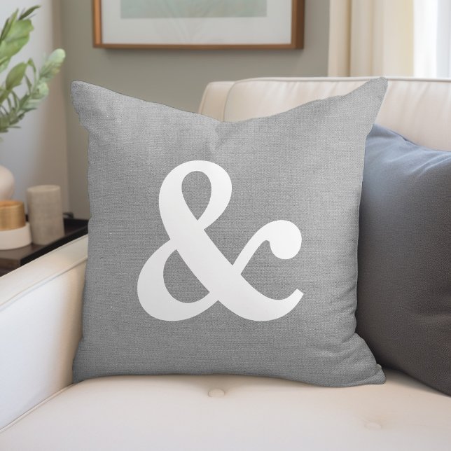 Rustic Gray Ampersand Throw Pillow (Creator Uploaded)