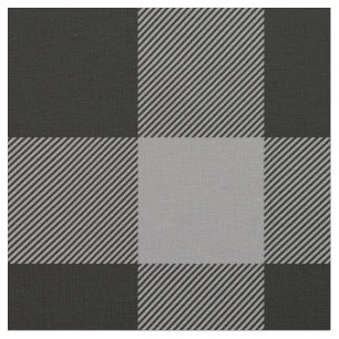 Rustic Gray and Black Buffalo Plaid Fabric