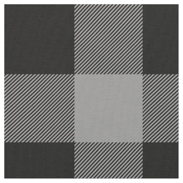 Rustic Gray and Black Buffalo Plaid Fabric (Close Up)