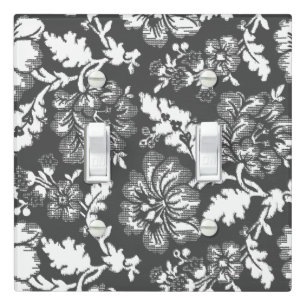 Rustic Gray And White Farmhouse Floral Print Light Switch Cover