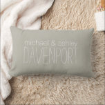 Rustic Gray Antique White Couple's Names/Newlywed Lumbar Pillow<br><div class="desc">Rustic linen design gray/antique white lumbar pillow with the couple's / newlywed's names.  Makes a great gift for the newly married couple or those who are celebrating an anniversary.  Text is customizable,  so add names,  wedding dates,  or any text you choose.</div>