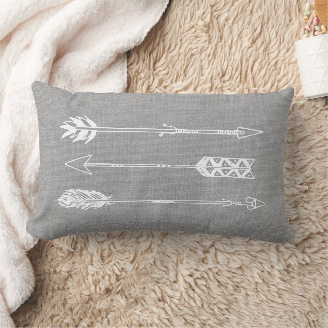 Rustic Gray Arrows Lumbar Pillow (Blanket)