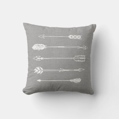 Rustic Gray Arrows Throw Pillow