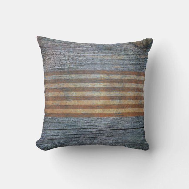 Rustic Gray Barn House Woodgrain Throw Pillow (Front)