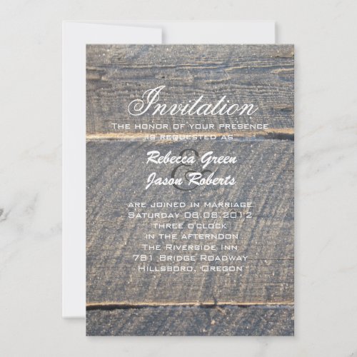 rustic gray barn wood country wedding invitation