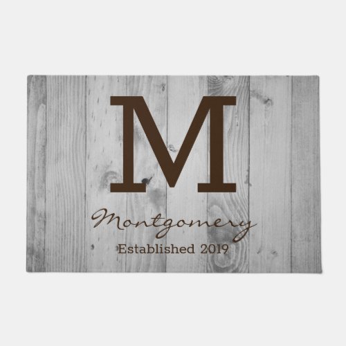 Rustic Gray Barn Wood Planks Personalized Doormat