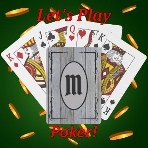 Rustic Gray Barnwood Custom Monogrammed Poker Cards