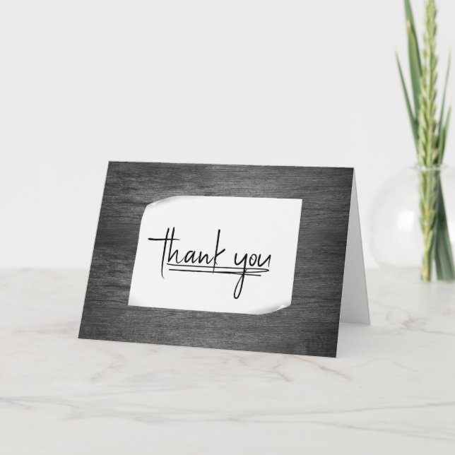 Rustic Gray Barnwood Thank You Card (Front)