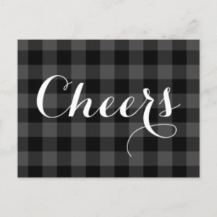 Rustic gray black plaid - Cheers Postcard