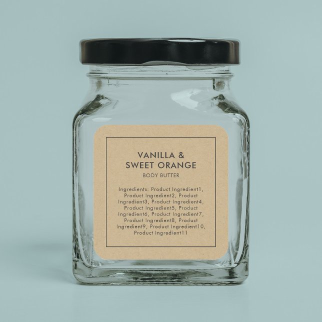 Rustic Gray Border List of Ingredients Kraft Label (Creator Uploaded)