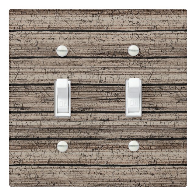 Rustic Gray Brown Old Weathered Wood Plank Pattern Light Switch Cover (In Situ)