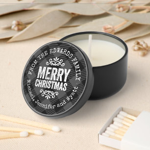 Rustic Gray Buffalo Check Christmas Gift Mini Candle Favors