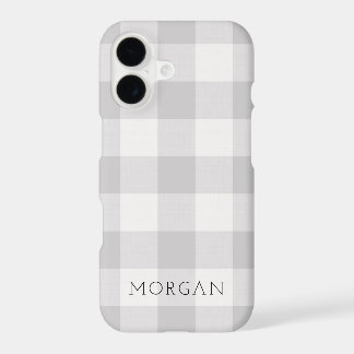 Rustic Gray Buffalo Check Monogram iPhone 17 Case