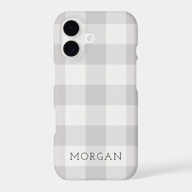 Rustic Gray Buffalo Check Monogram Case-Mate iPhone Case (Back)