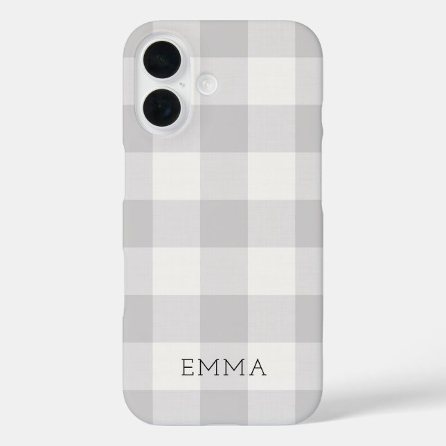Rustic Gray Buffalo Check Monogram Case-Mate iPhone Case (Back)