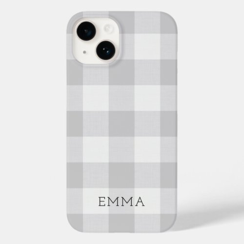 Rustic Gray Buffalo Check Monogram Case_Mate iPhone 14 Case