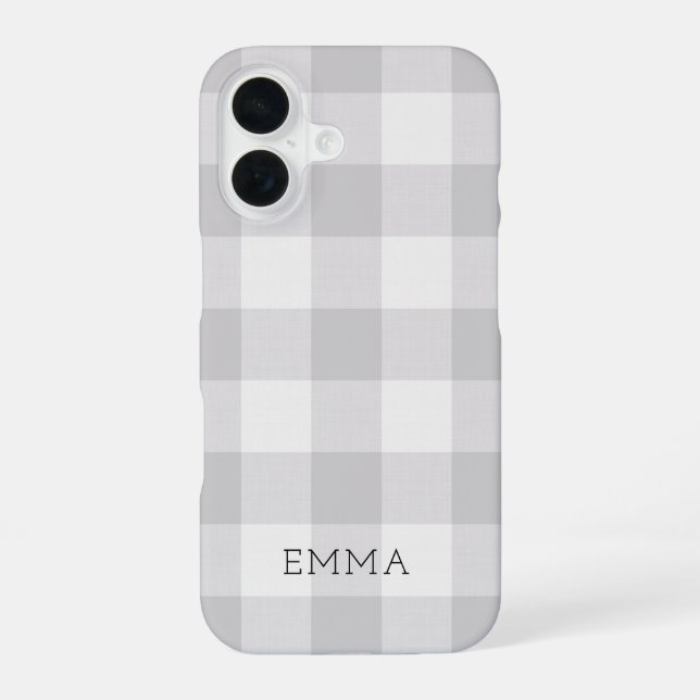 Rustic Gray Buffalo Check Monogram Iphone Case (Back)