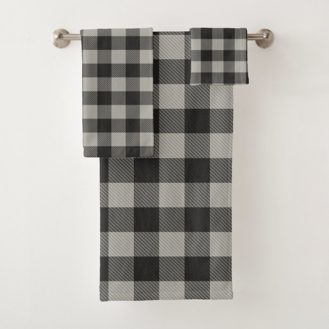 Rustic Gray Buffalo Plaid Bath Towel Set (Insitu)