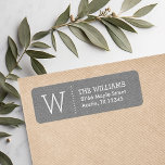 Rustic Gray Burlap Monogram Return Address Label