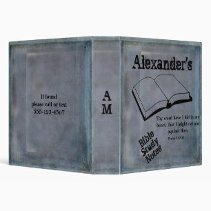 Rustic Gray Customizable Scripture Bible Study 3 Ring Binder