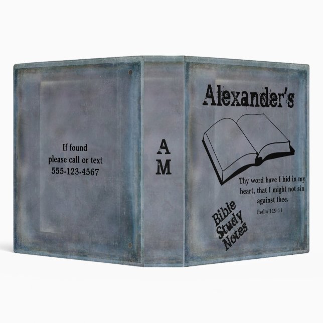 Rustic Gray Customizable  Scripture Bible Study 3 Ring Binder (Background)