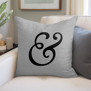 Rustic Gray Elegant Ampersand Throw Pillow