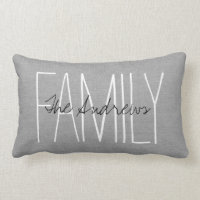 Rustic Gray Family Monogram Lumbar Pillow