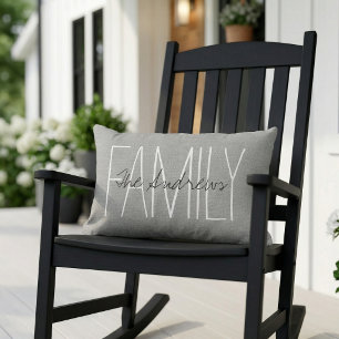 Rustic Gray Family Monogram Lumbar Pillow