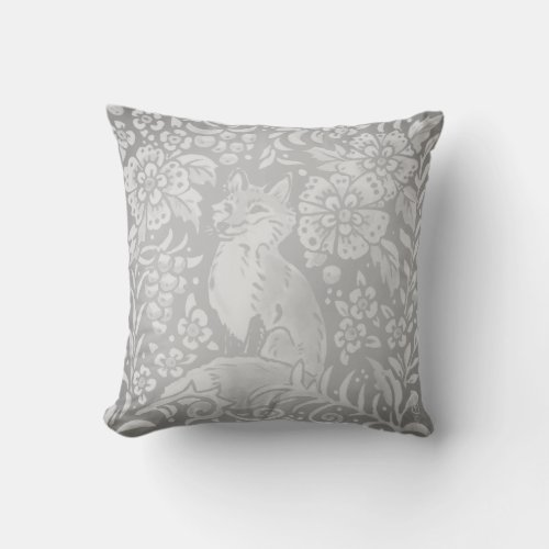 Rustic Gray Fox Forest Woodland Animal Farmhouse Outdoor Pillow