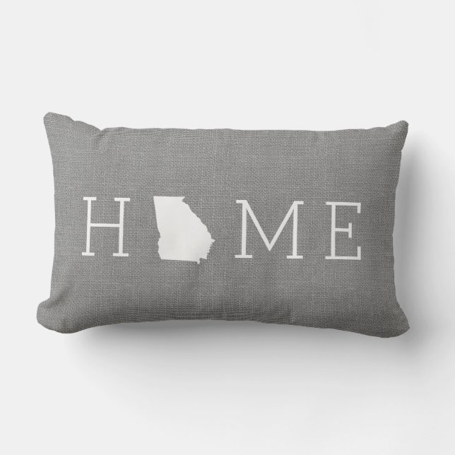 Rustic Gray Georgia Home State Throw Pillow (Front)