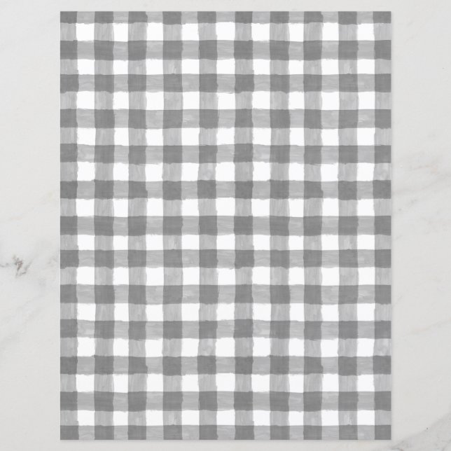 Rustic Gray Gingham Paper Sheet (Front)